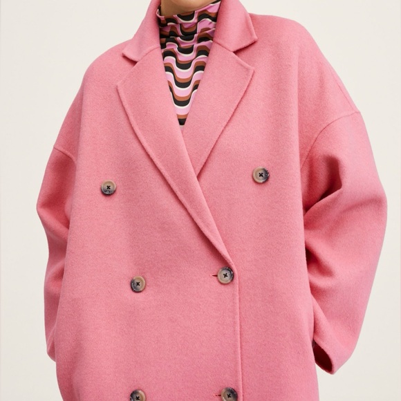 MANGO Pink Handmade Wool Coat - Picture 4 of 9